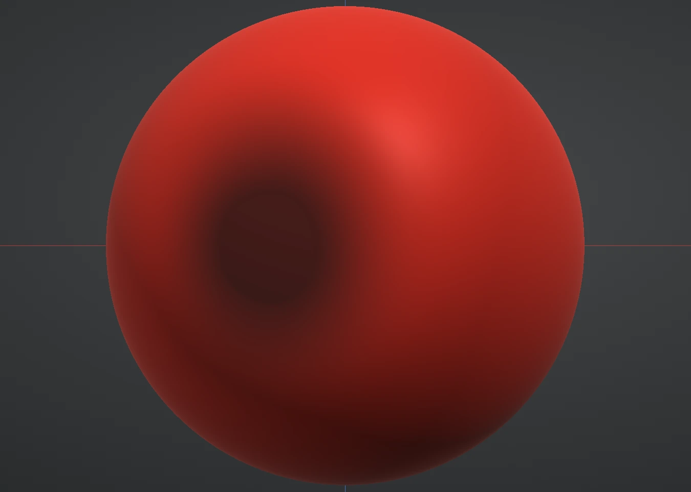 The same sphere after an Inflate pass: everything swelled except the masked crescent