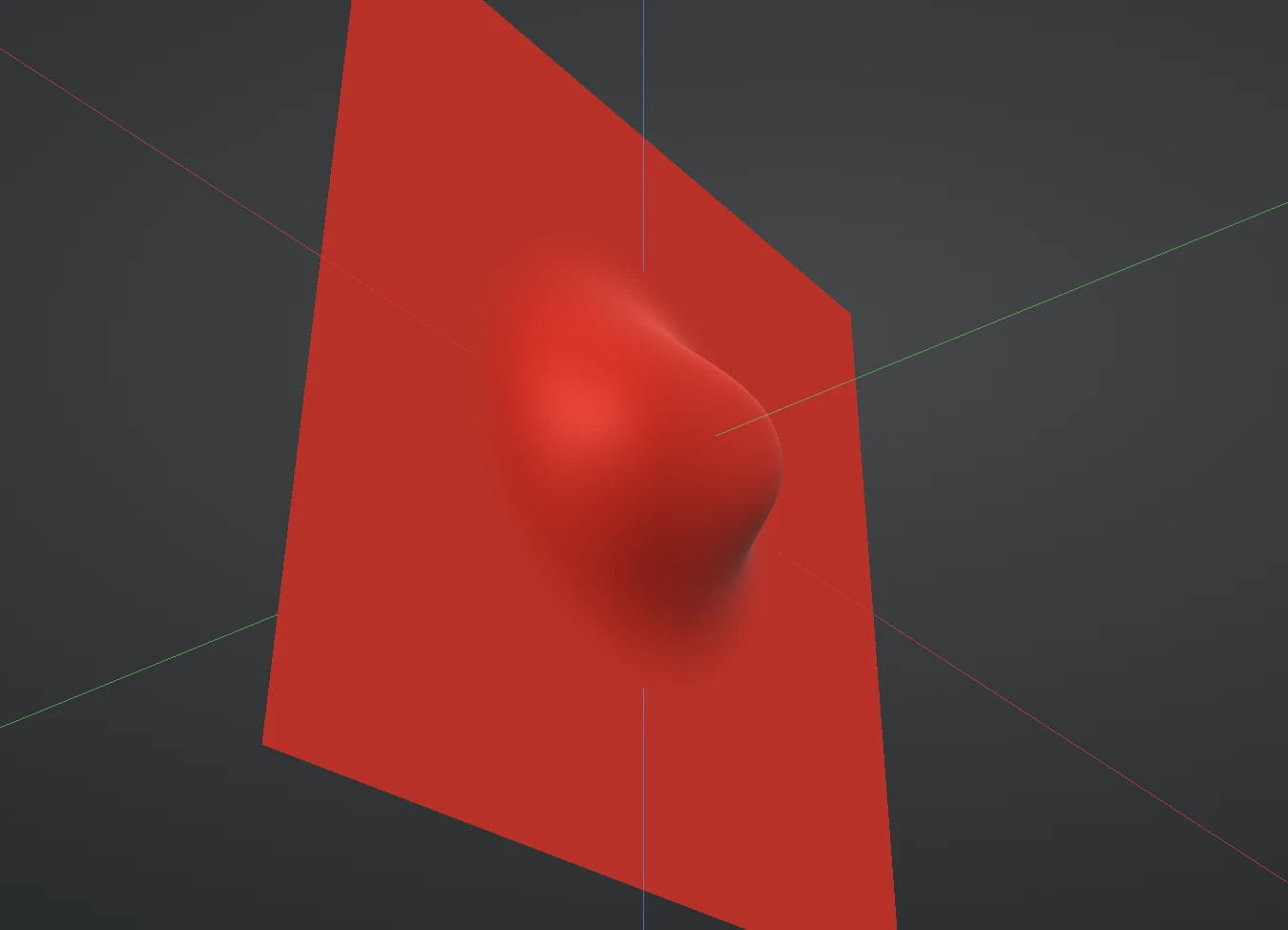 A flat square sheet with a bump sculpted in its middle and pulled sideways into a hook that hangs over the sheet