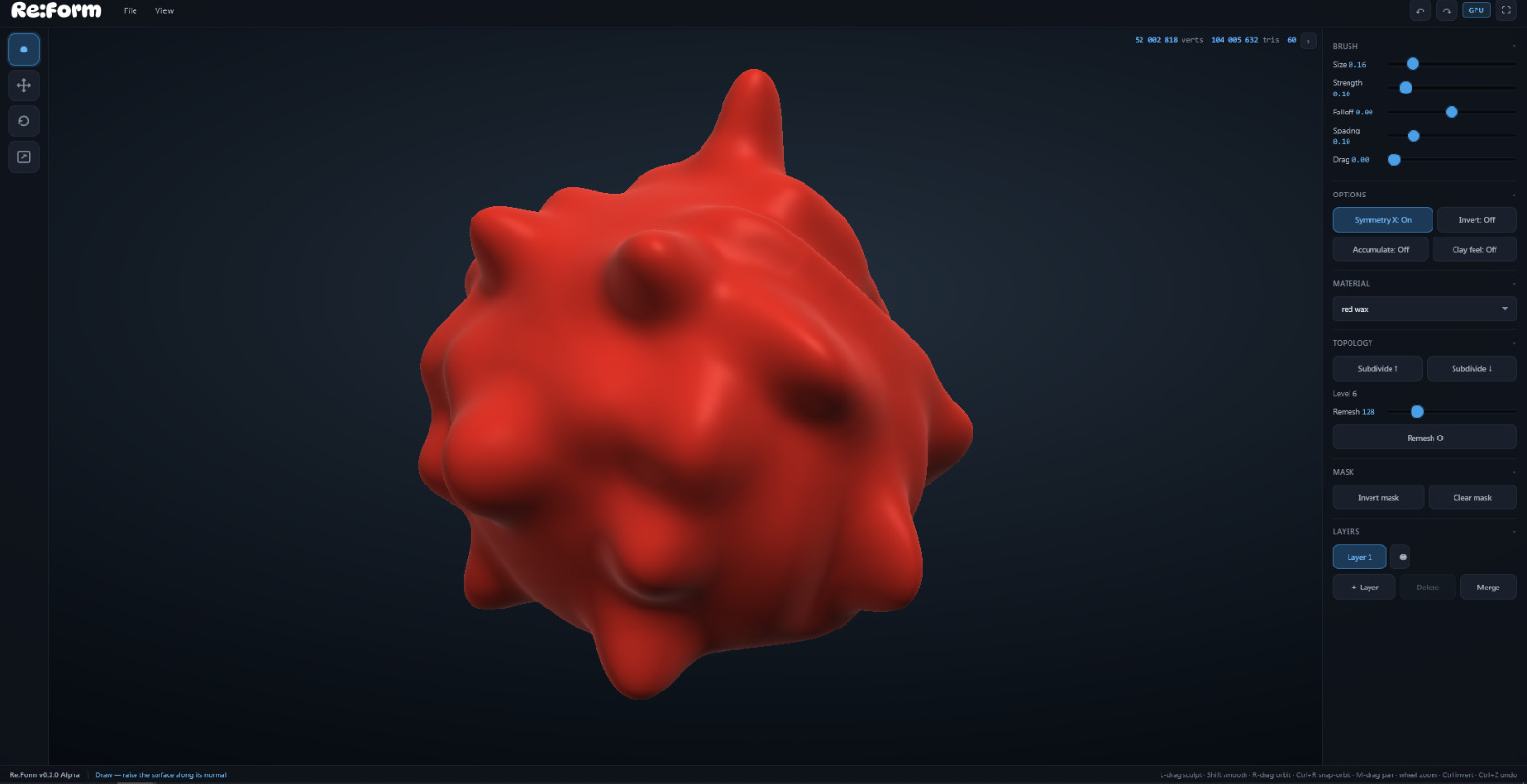 High-detail red-wax sculpt in the Re:Form studio